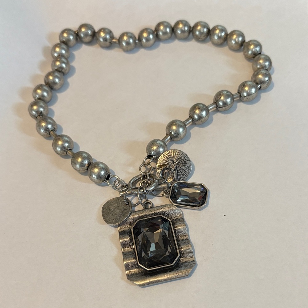 Silver Necklace/Choker with Black Accents